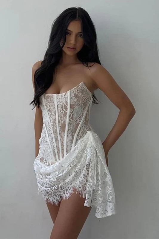 Lace Mesh Off Shoulder Sheer Bodycon Dress