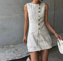Sleeveless Vest Mini Skirt Suit