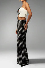 Polka Dot Pencil Slim Maxi Skirt