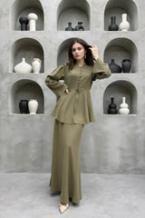 Solid Cardigan Dress Two Piece Elegant Work Set