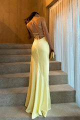 Belted Backless  Maxi Silk Dress
