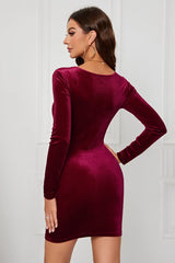 Velvet Wrap Mini Bodycon Silk Dress