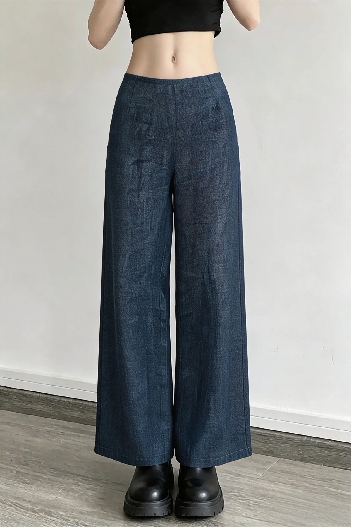 Linen Yarn Dyed Wide Leg Pants