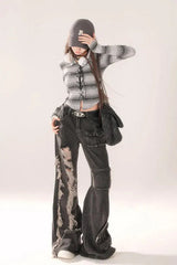 High Waist Ripped Wide Leg Jeans
