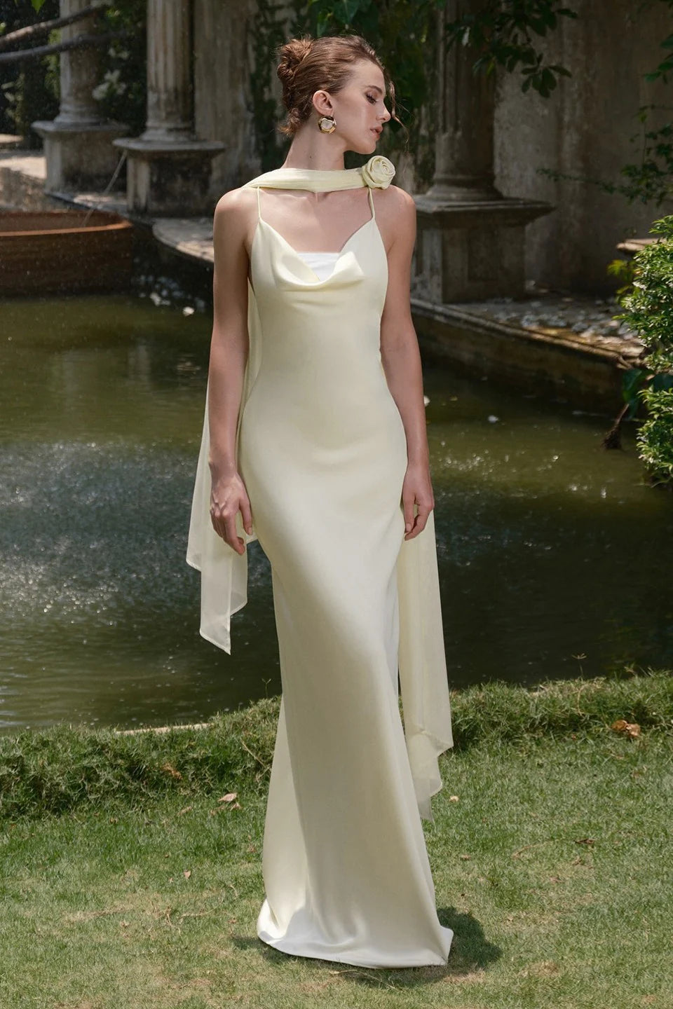 Satin Backless Tie Maxi Birthday Dress