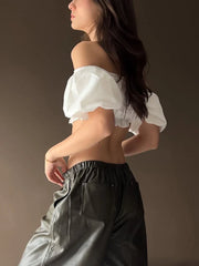 Puffy Applique Solid Midnight Strapless