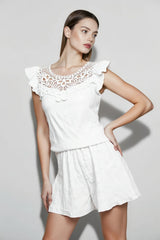 Lace Insert Solid Color Vacation Set
