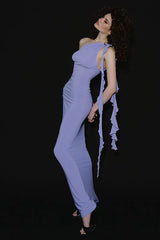 One Shoulder Backless Bodycon Slip Dress
