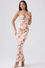 Casual Floral  Split Midi Silk Dress