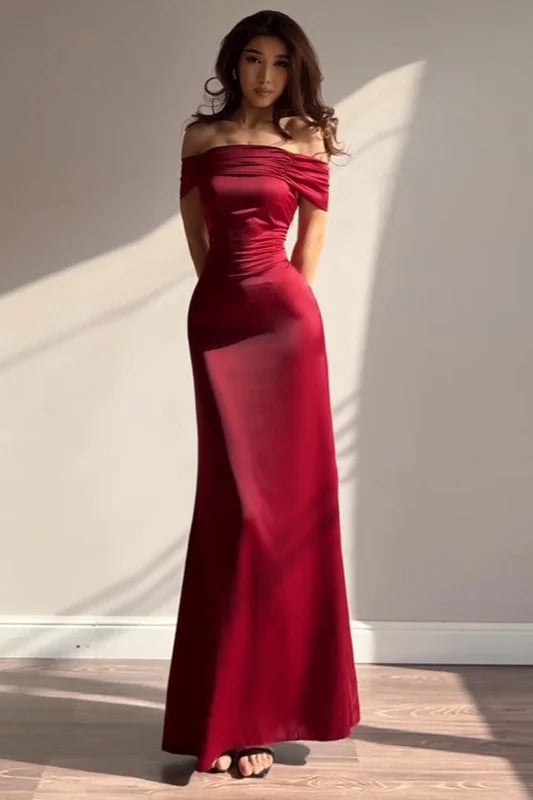 Satin Off-Shoulder A-Line Birthday Dress