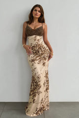 Lace Panel Bustier Retro Floral Slip Dress