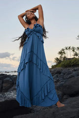 Solid Color V Neck Backless Strappy  Boho Dress