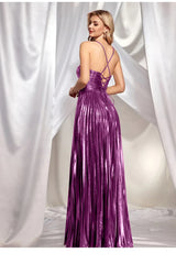 Sleeveless Backless Halter  Slit Formal Dress