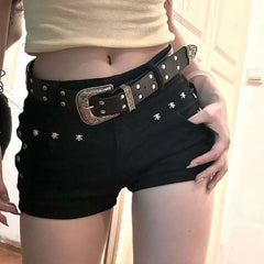 Stretch Bodycon Rivet Low Rise Shorts