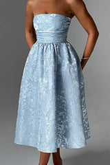 Jacquard Satin Bodycon Strapless Silk Dress