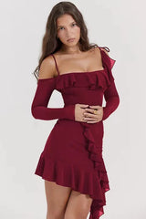 Asymmetric Off Shoulder Slip Dress