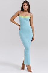 Surplice Lace Trim Slip Dress