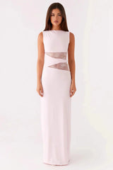 Cut Out Lace Panel Sleeveless Bodycon Dress