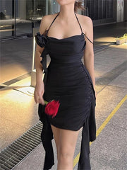 Flirty Off-Shoulder Sultry  Ruffled Halter Mini Dresses