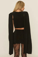 Cowl Neck Shawl Ruched  Two Piece Set