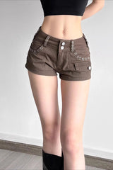 Double Button Booty Denim Shorts
