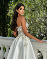 Strapless Satin Ball Gown Prom Dress