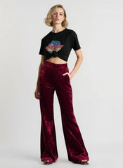 High Waist Velvet Wide Leg Velour Flare Pants