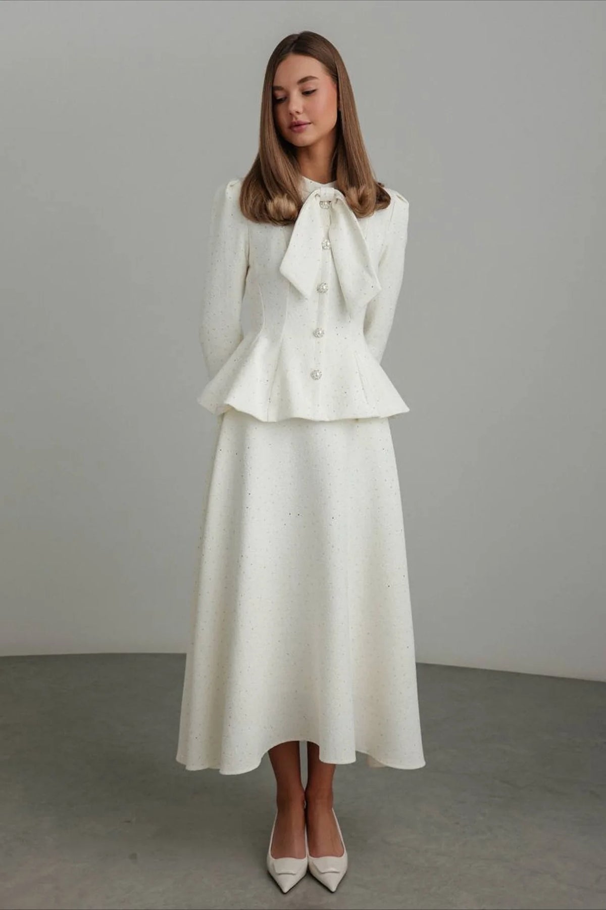 Sequin Tweed Bodycon Skirt Tweed Suit Set