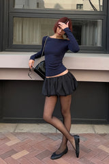 Satin Ruched Bubble Hem Shorts