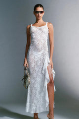 Lace Cami Panel Backless Bodycon Maxi Lace Dress