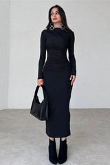 Crew Neck Long-Sleeve Bodycon Dress
