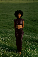 Knitted Crop Top Hollow Out Design Two Piece Shorts Set