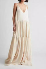 Solid Ruched Loose Tank Boho Dress