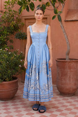 Printed Linen Relaxed Slip Dress