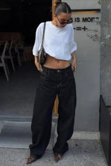 High Waist Vintage Washed Bootcut Wide Leg Jeans