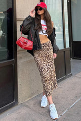 Leopard Print High Waist Bodycon Skirt