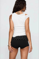 Polka Dot Contrast Waistband Shorts