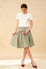 Plaid Tiered Ruffle A-line Skirt
