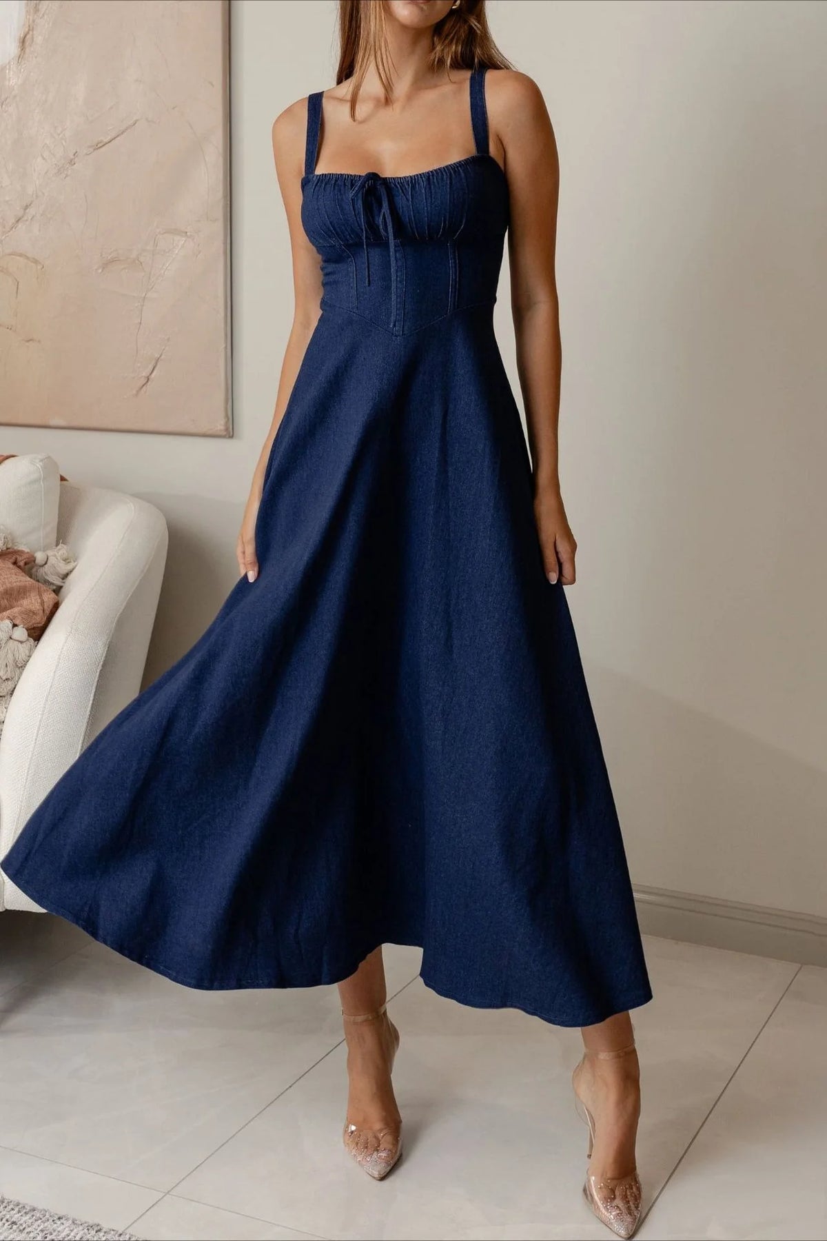 Sleeveless Strapless Denim Dress