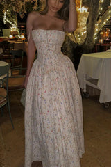Pleated Spaghetti Strap Floral Dress