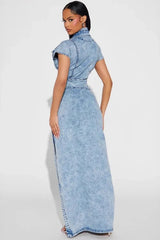 Slim Fit Split Denim Dress