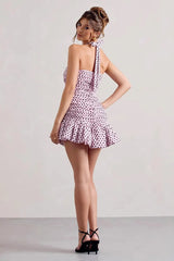 Polka Dot Halter Low Back Birthday Dress