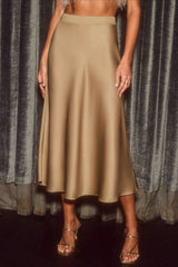Satin High Waist A-Line Bodycon Skirt