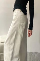 Curved Hem Straight Leg Wide Leg Jeans