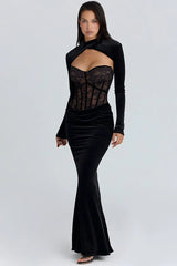 Sheer Lace Mesh Panel Bodycon Mermaid Lace Dress