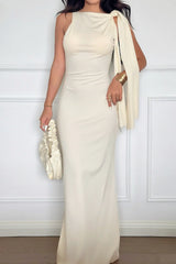 Solid One-Shoulder Tie Birthday Dress