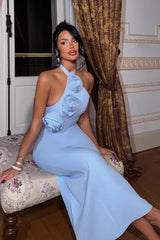 Flirty Halter Slit Party Dress