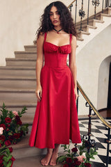 French Tie Waist A-Line Slip Dress