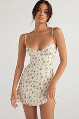 Fresh Print Halter Bodycon Floral Dress