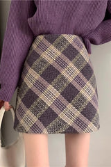 Winter Tartan High Waist Skirt